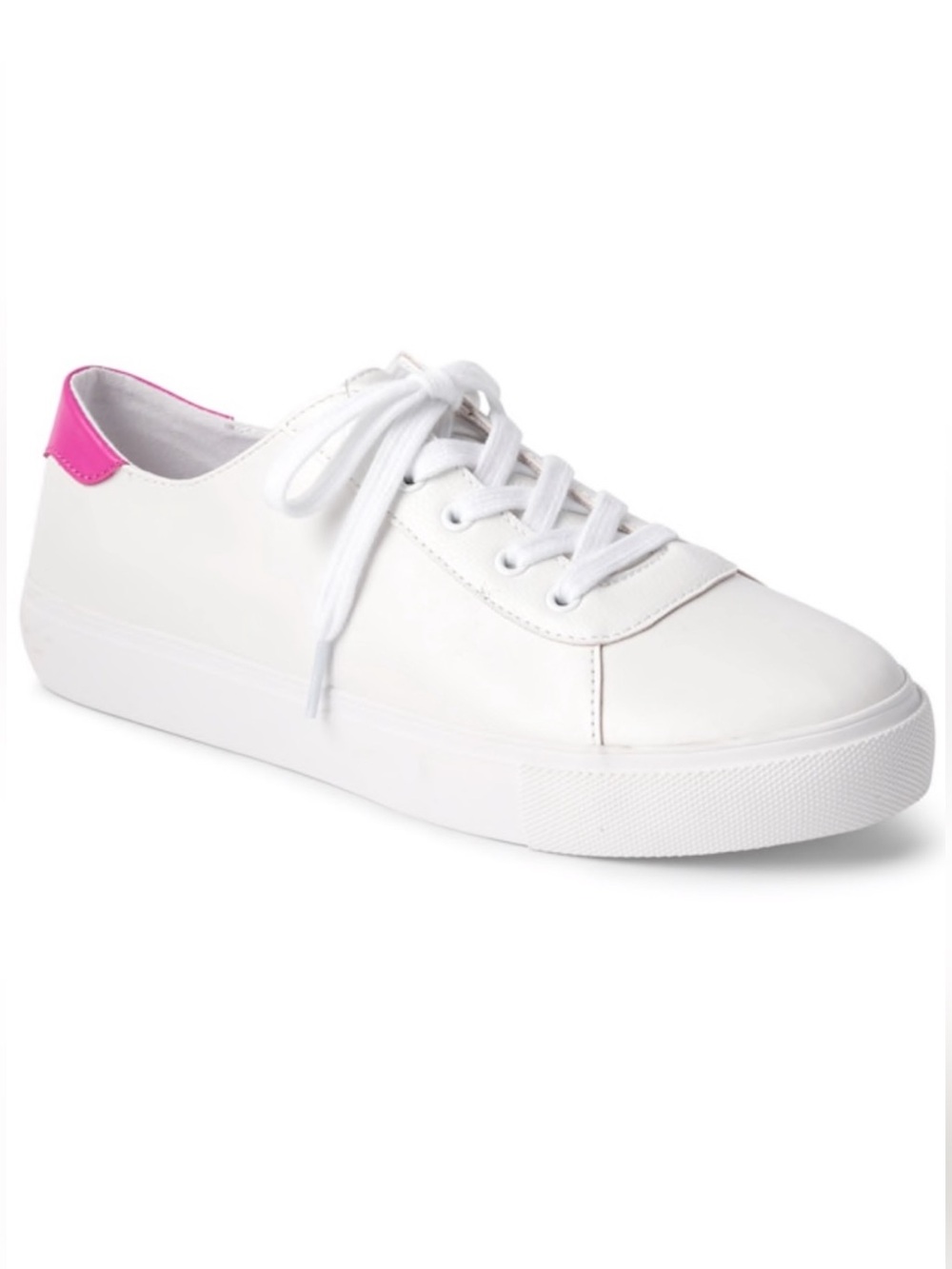 White leather lace top sneakers